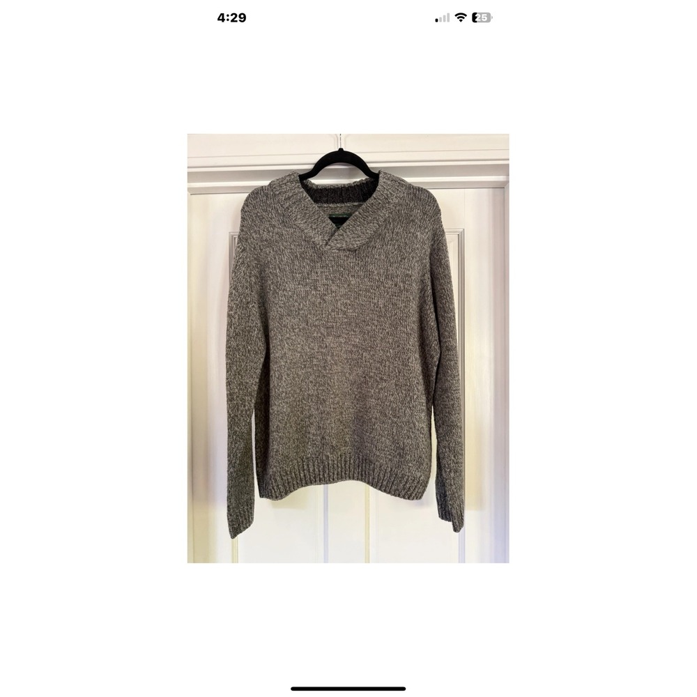 David Taylor Collection Mens Grey Marl Shawl Collar Knit Sweater Size L